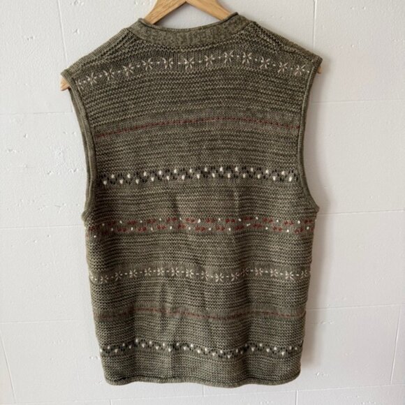 Woolrich | Cottagecore Green Knit Vest Floral | Embroidered Cotton | Size Large - Picture 10 of 10